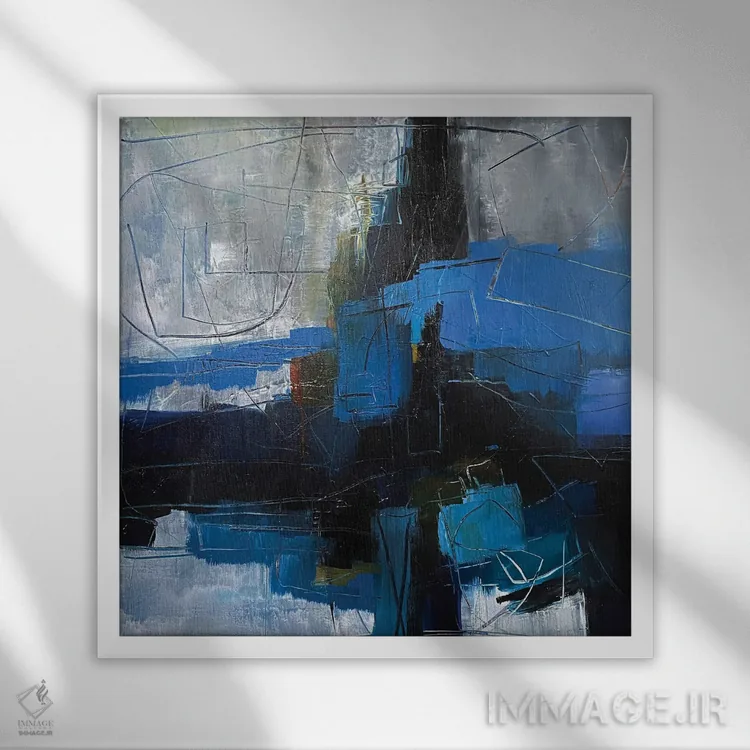 تابلو انتزاعی کنتیفی جاز اثر جین ام. رابینسون - نمای قابدار سفید