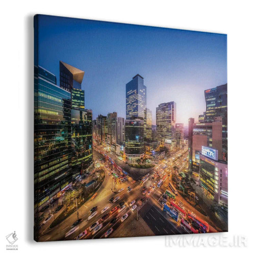 تابلو دکوراتیو Seoul, South Korea,گانگنام در شب اثر یان بکه - نمای پرسپکتیو محصول