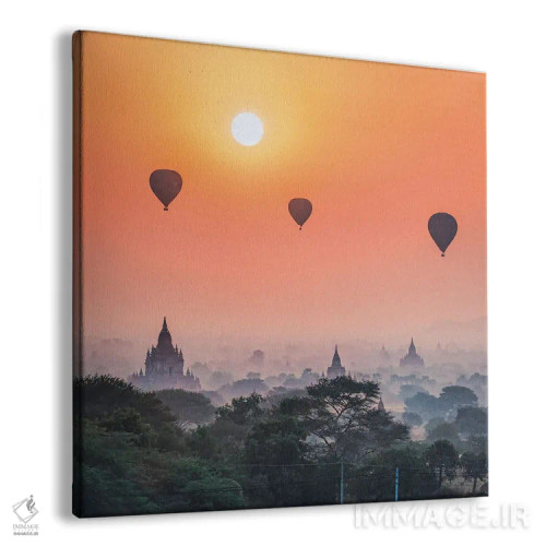 تابلو دکوراتیو Myanmar,بالن های هوای گرم و معابد قدیمی در باگان، میانمار اثر یان بکه - نمای پرسپکتیو محصول