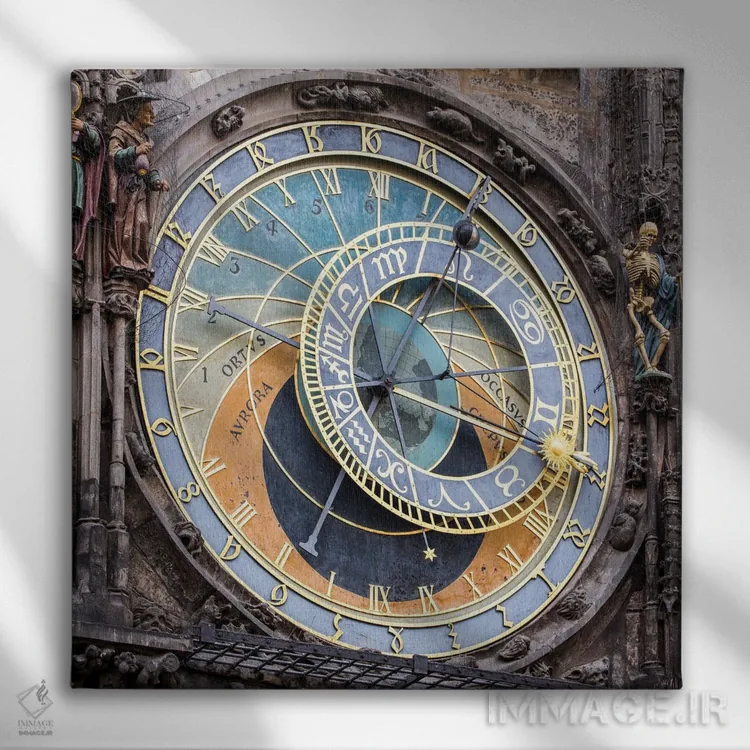 تابلو دکوراتیو Czech Republic,ساعت نجومی در پراگ، جمهوری چک اثر یان بکه - نمای روبهرو روی دیوار