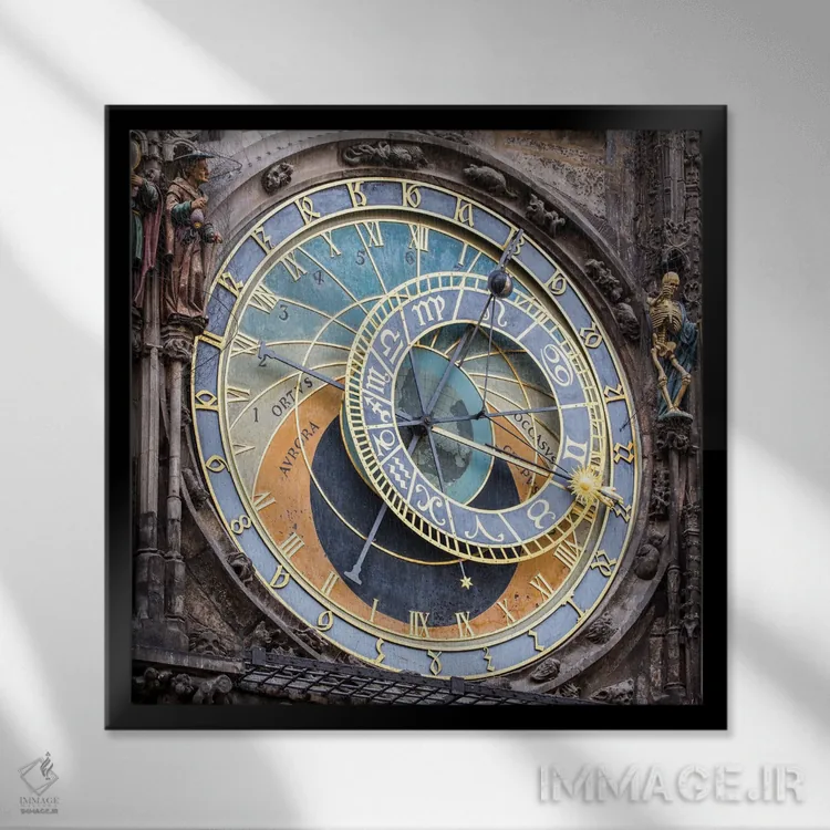 تابلو دکوراتیو Czech Republic,ساعت نجومی در پراگ، جمهوری چک اثر یان بکه - نمای قابدار مشکی