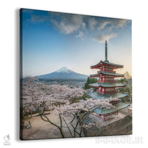 تابلو دکوراتیو Fujiyoshida, Japan,پاگودای چوریتو و کوه فوجی در فصل شکوفه های گ… اثر یان بکه - نمای پرسپکتیو محصول