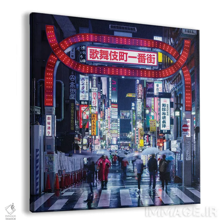 تابلو دکوراتیو Japan,زندگی شبانه در منطقه کابوکی چو، توکیو، ژاپن اثر یان بکه - نمای پرسپکتیو محصول