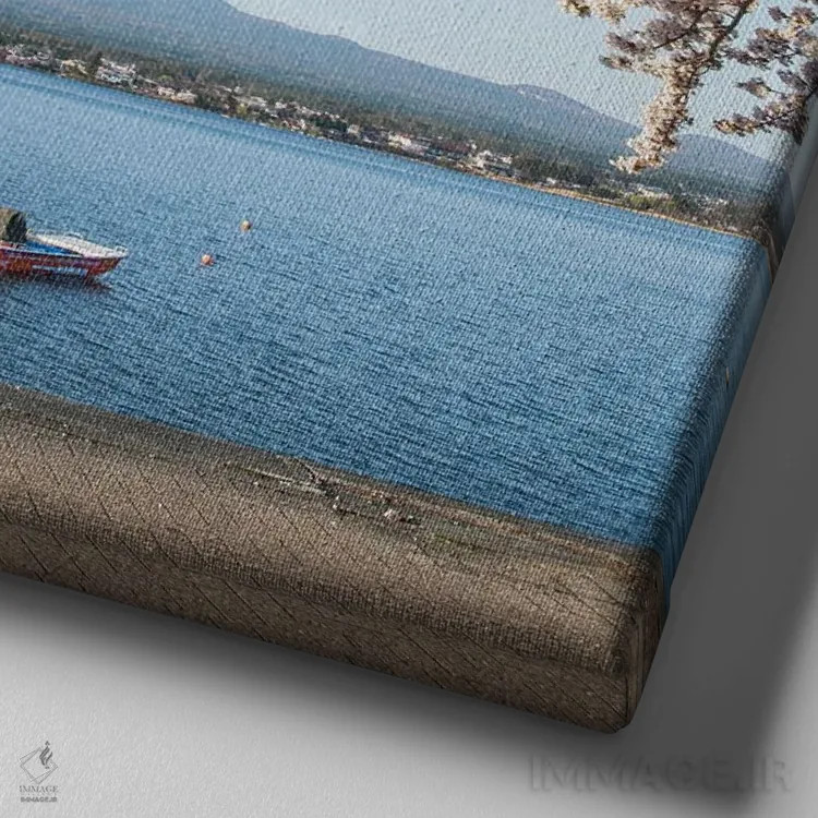 تابلو دکوراتیو Lake Kawaguchiko, Japan,کوه فوجی در بهار، دریاچه کاواگوچیکو، ژا… اثر یان بکه - نمای نزدیک بافت بوم