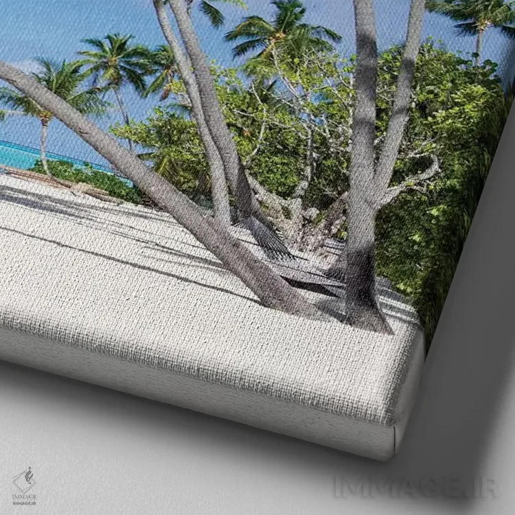 تابلو دکوراتیو جزیره استوایی در بورا بورا اثر یان بکه - نمای نزدیک بافت بوم