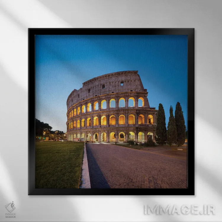 تابلو دکوراتیو Rome, Italy,کلوسئوم روشن شده در شب، رم، ایتالیا اثر یان بکه - نمای قابدار مشکی