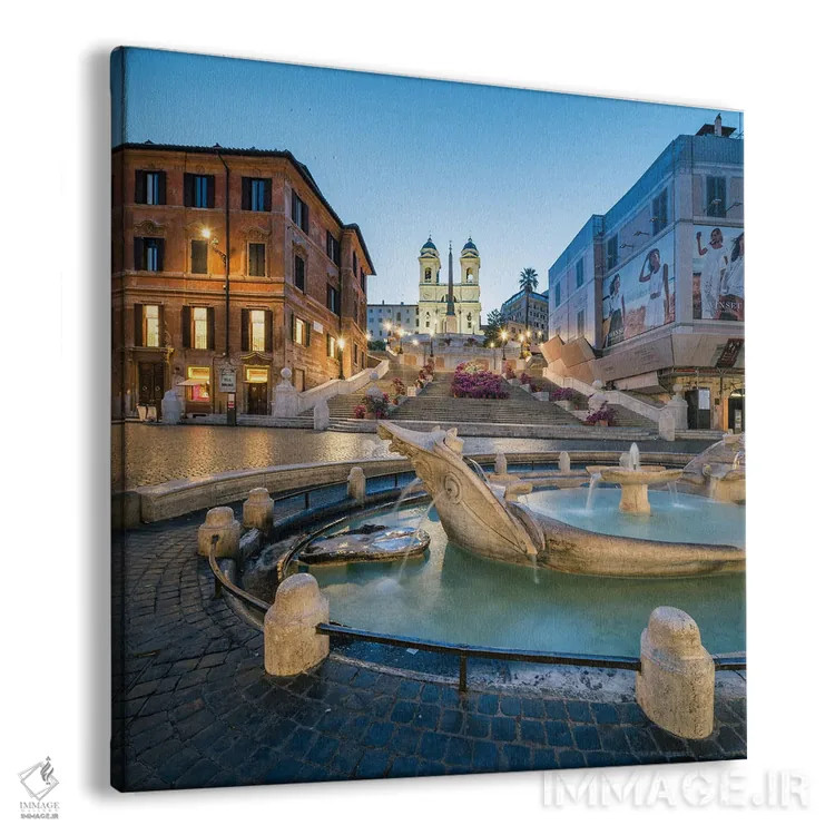 تابلو دکوراتیو Piazza Di Spagna, Rome, Italy,پلکان اسپانیایی و فواره بارکاتشا… اثر یان بکه - نمای پرسپکتیو محصول