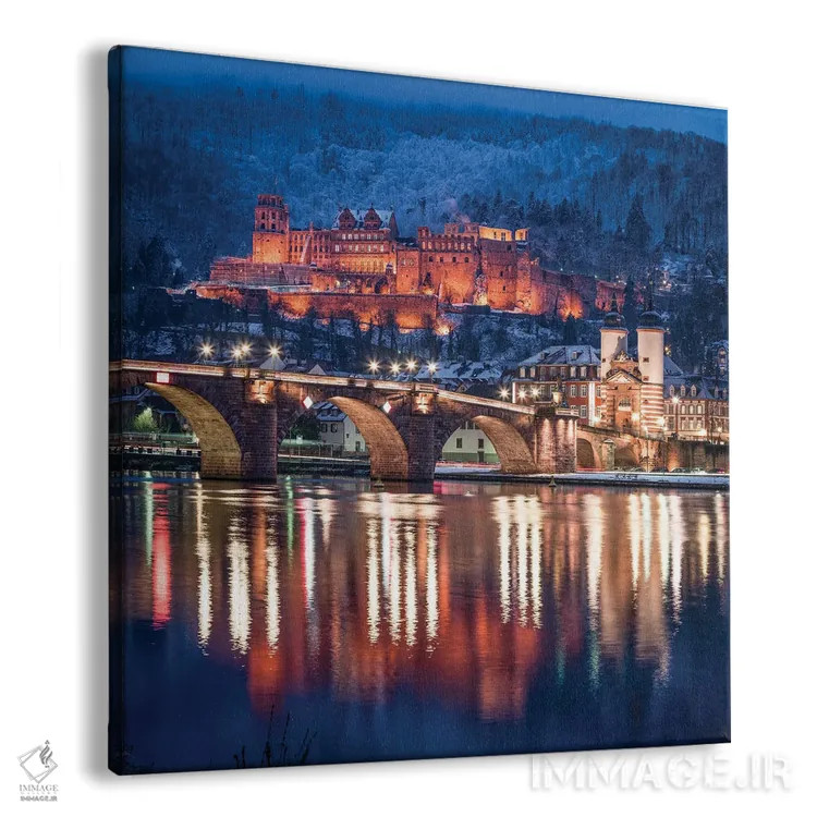 تابلو دکوراتیو Baden-Wuerttemberg, Germany,قلعه هایدلبرگ و آلته بروکه در زمستا… اثر یان بکه - نمای پرسپکتیو محصول