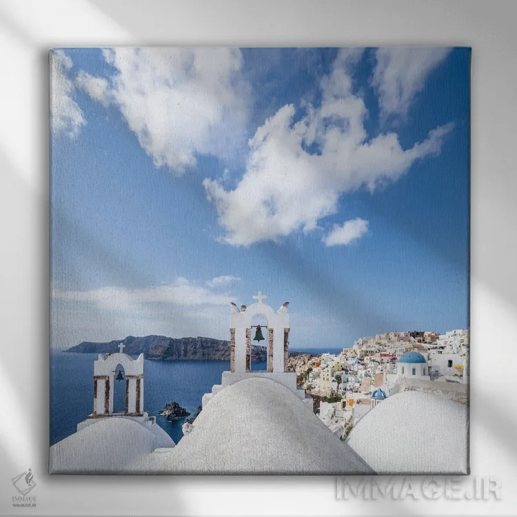 تابلو دکوراتیو Greece,اویا در تابستان، سانتورینی، یونان اثر یان بکه - نمای روبهرو روی دیوار