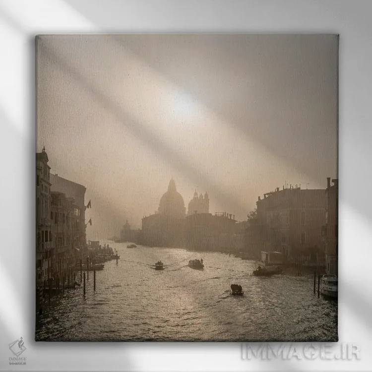 تابلو دکوراتیو Venice, Italy,مه صبحگاهی در کانال گراند، ونیز، ایتالیا اثر یان بکه - نمای روبهرو روی دیوار