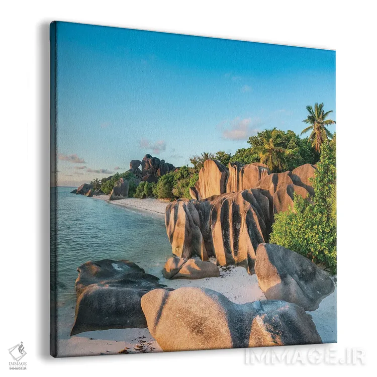 تابلو دکوراتیو La Digue, Seychelles,ساحل استوایی آنس سورس دارژان، لا دیگو، سیش… اثر یان بکه - نمای پرسپکتیو محصول