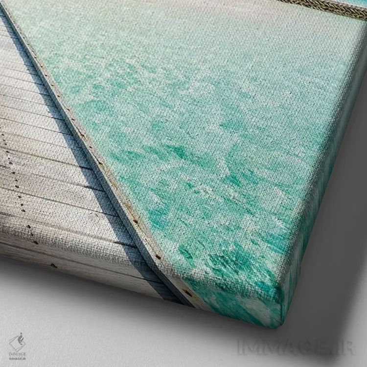 تابلو دکوراتیو Maldives,اسکله چوبی به جزیره ای استوایی، مالدیو اثر یان بکه - نمای نزدیک بافت بوم