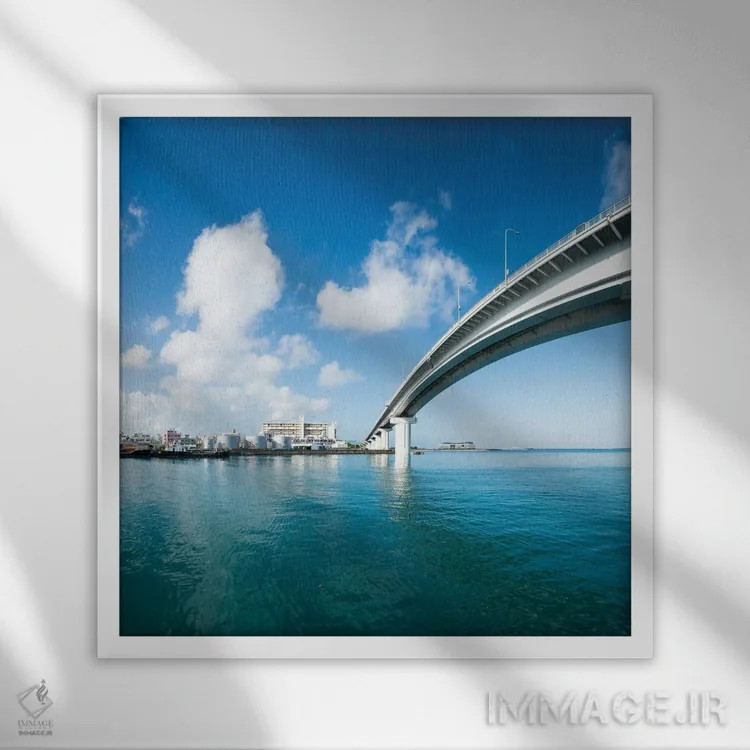 تابلو دکوراتیو Naha, Okinawa, Japan,پل بندر توماری، ناها، اوکیناوا، ژاپن اثر یان بکه - نمای قابدار سفید