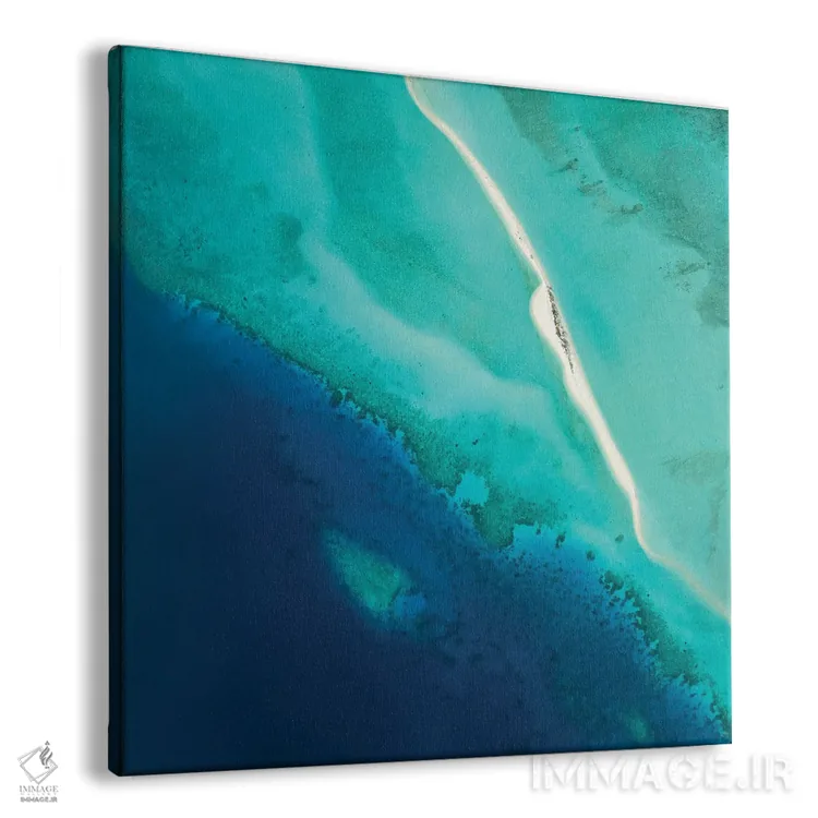 تابلو دکوراتیو نمای هوایی از یک شن زار و تالاب آبی در مالدیو اثر یان بکه - نمای پرسپکتیو محصول