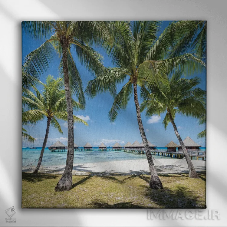 تابلو دکوراتیو French Polynesia,تعطیلات تابستانی در ساحل جنوب دریاها، پلی نزی… اثر یان بکه - نمای روبهرو روی دیوار