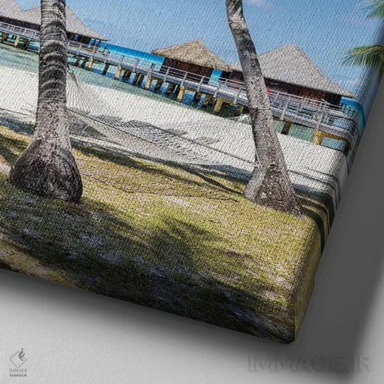 تابلو دکوراتیو French Polynesia,تعطیلات تابستانی در ساحل جنوب دریاها، پلی نزی… اثر یان بکه - نمای نزدیک بافت بوم