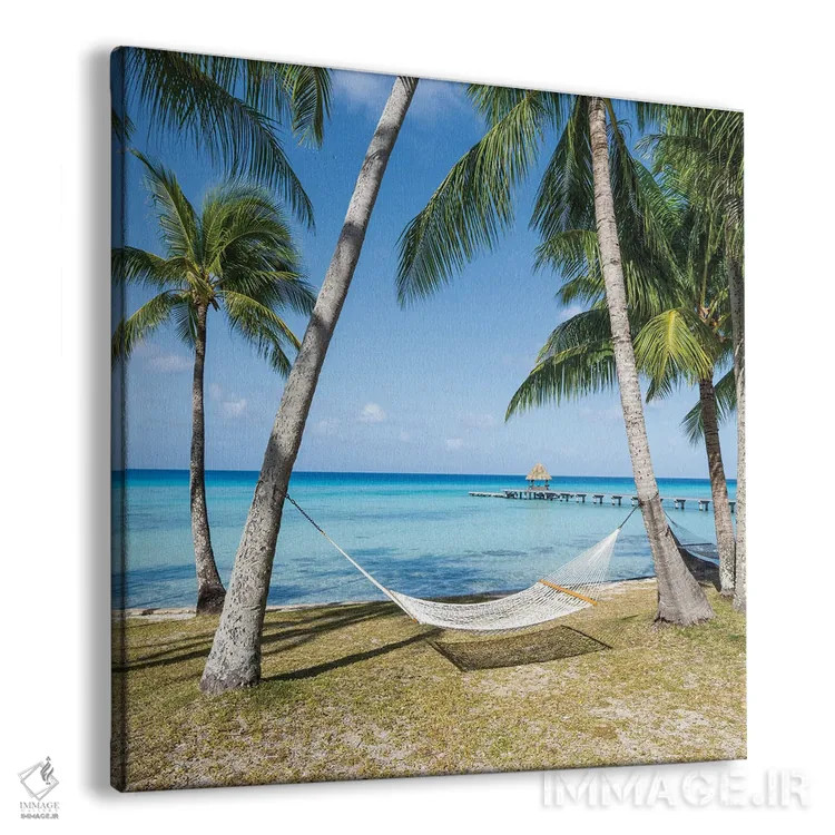 تابلو دکوراتیو French Polynesia,تعطیلات تابستانی آرامش بخش در تخت آویز در ساحل… اثر یان بکه - نمای پرسپکتیو محصول