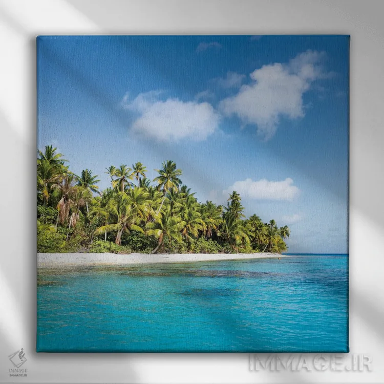 تابلو دکوراتیو جزیره استوایی در پلی نزی فرانسه اثر یان بکه - نمای روبهرو روی دیوار