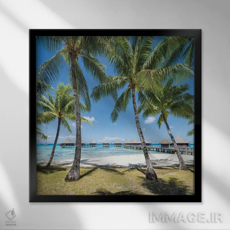 تابلو دکوراتیو French Polynesia,تعطیلات تابستانی در ساحل جنوب دریاها، پلی نزی… اثر یان بکه - نمای قابدار مشکی