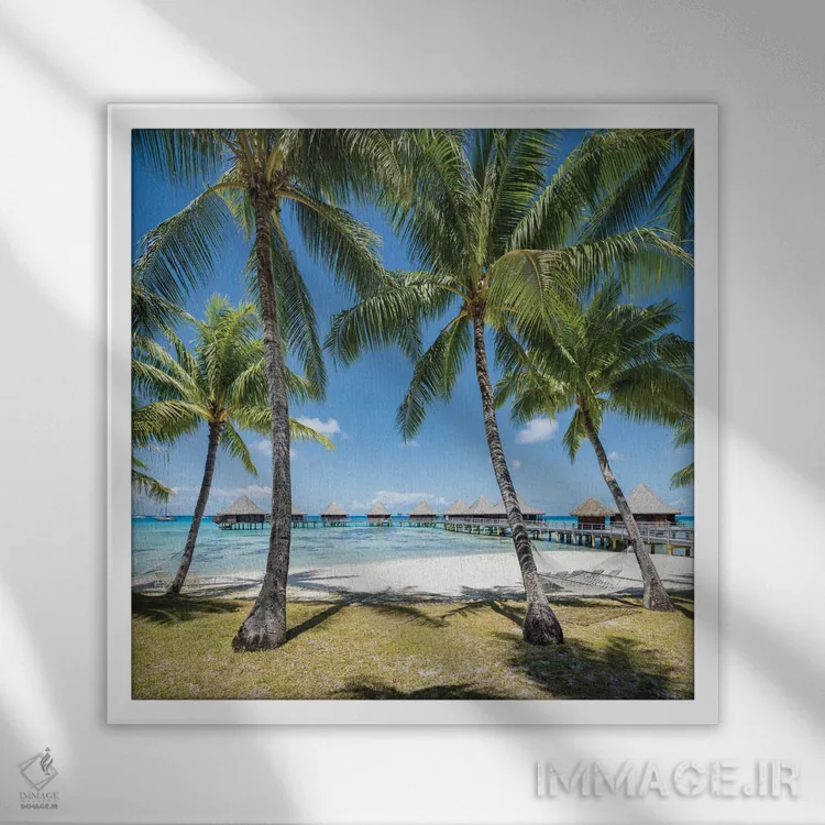 تابلو دکوراتیو French Polynesia,تعطیلات تابستانی در ساحل جنوب دریاها، پلی نزی… اثر یان بکه - نمای قابدار سفید