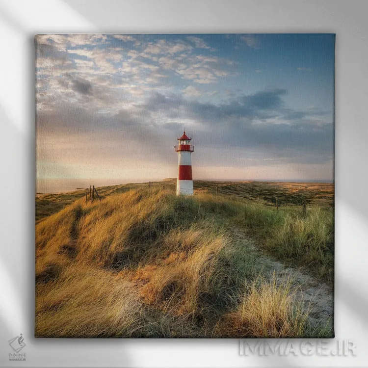 تابلو دکوراتیو Sylt, Schleswig-Holstein, Germany,فانوس دریایی قرمز در ساحل دری… اثر یان بکه - نمای روبهرو روی دیوار