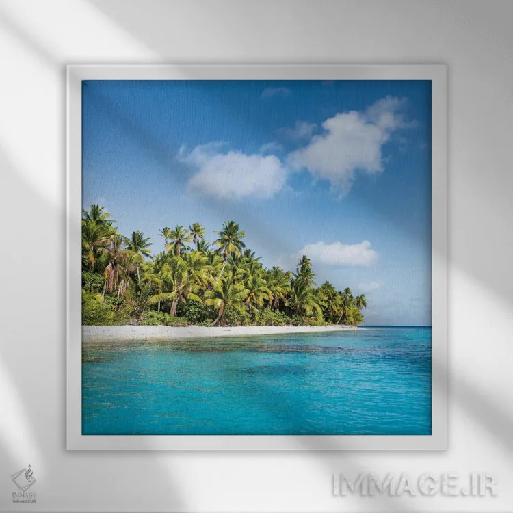تابلو دکوراتیو جزیره استوایی در پلی نزی فرانسه اثر یان بکه - نمای قابدار سفید