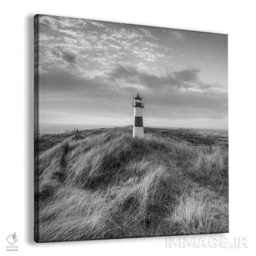 تابلو دکوراتیو Sylt, Schleswig-Holstein, Germany, Black And White,فانوس دریایی… اثر یان بکه - نمای پرسپکتیو محصول