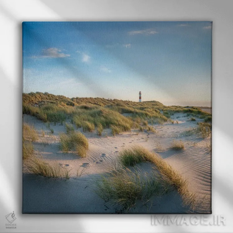 تابلو دکوراتیو North Sea Coast, Sylt Island, Germany,فانوس دریایی در ساحل شنی… اثر یان بکه - نمای روبهرو روی دیوار