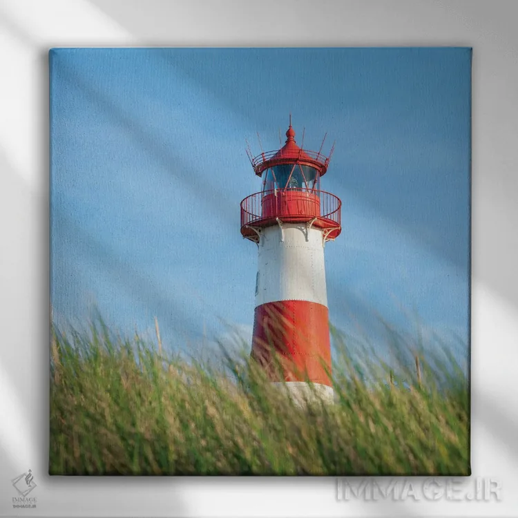 تابلو دکوراتیو North Sea Coast, Sylt, Germany,فانوس دریایی قرمز، ساحل دریای شم… اثر یان بکه - نمای روبهرو روی دیوار