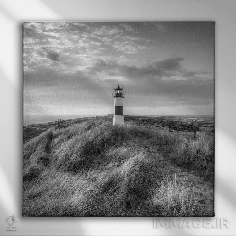 تابلو دکوراتیو Sylt, Schleswig-Holstein, Germany, Black And White,فانوس دریایی… اثر یان بکه - نمای روبهرو روی دیوار