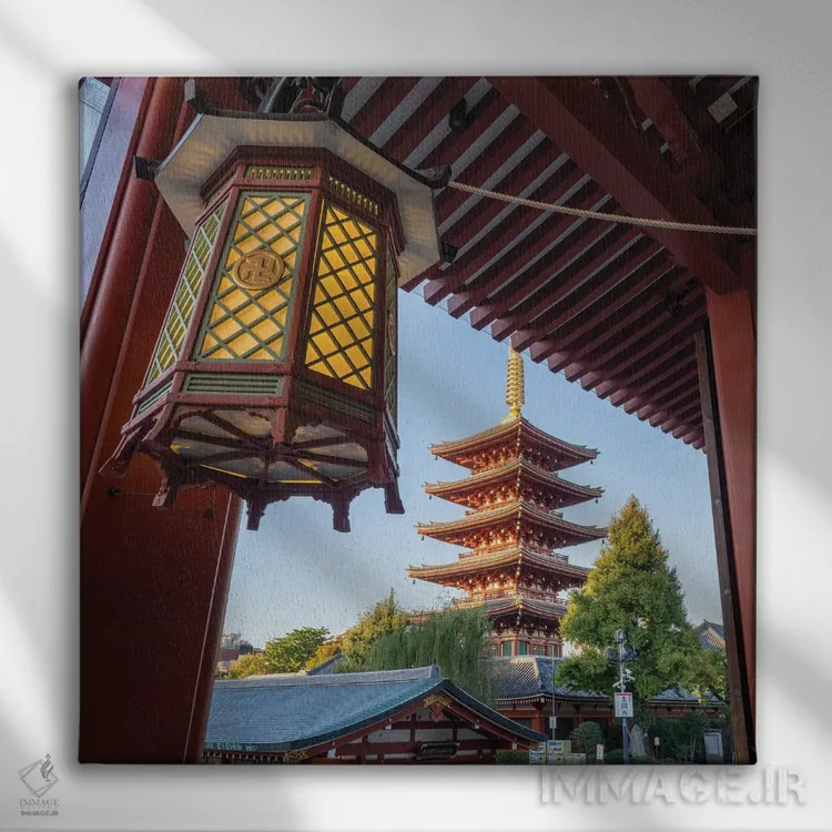 تابلو دکوراتیو Asakusa, Tokyo, Japan,پاگودا در معبد سنسوجی، آساکوسا، توکیو، ژا… اثر یان بکه - نمای روبهرو روی دیوار