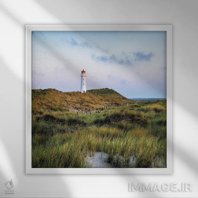 تابلو دکوراتیو North Sea Coast, Schleswig-Holstein, Sylt, Germany,فانوس دریایی… اثر یان بکه - نمای قابدار سفید