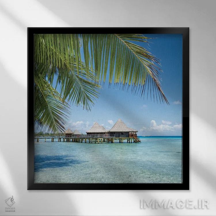 تابلو دکوراتیو French Polynesia,تعطیلات تابستانی در ساحل، پلی نزی فرانسه اثر یان بکه - نمای قابدار مشکی