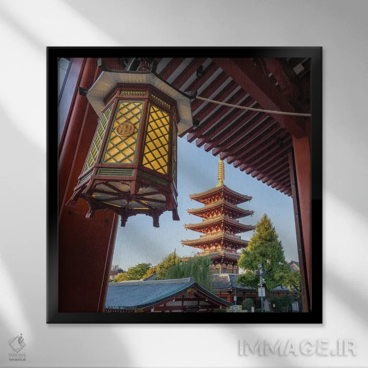 تابلو دکوراتیو Asakusa, Tokyo, Japan,پاگودا در معبد سنسوجی، آساکوسا، توکیو، ژا… اثر یان بکه - نمای قابدار مشکی