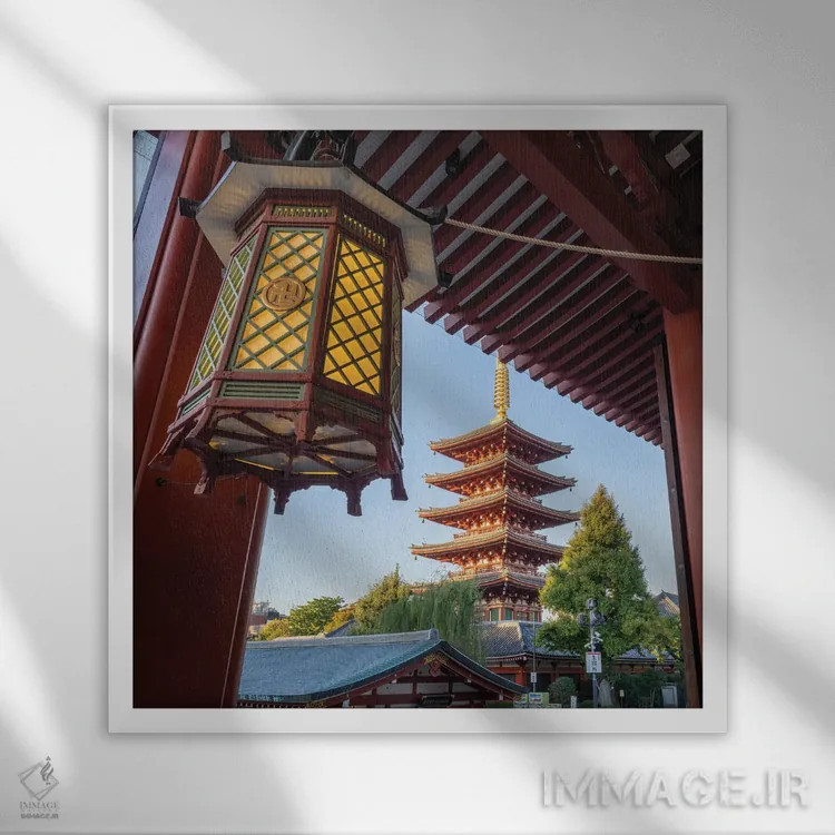 تابلو دکوراتیو Asakusa, Tokyo, Japan,پاگودا در معبد سنسوجی، آساکوسا، توکیو، ژا… اثر یان بکه - نمای قابدار سفید