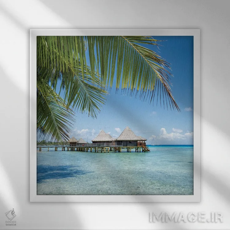 تابلو دکوراتیو French Polynesia,تعطیلات تابستانی در ساحل، پلی نزی فرانسه اثر یان بکه - نمای قابدار سفید