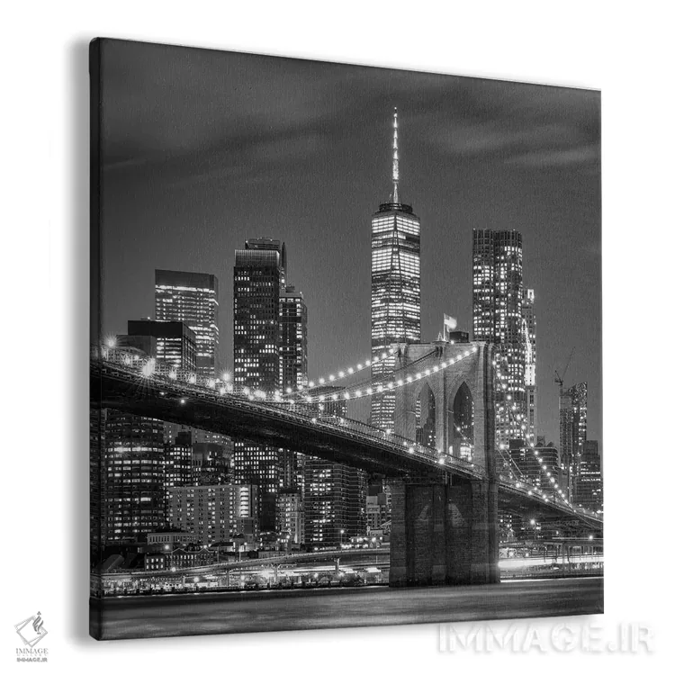 تابلو دکوراتیو New York City,پل بروکلین به صورت سیاه و سفید، نیویورک اثر یان بکه - نمای پرسپکتیو محصول