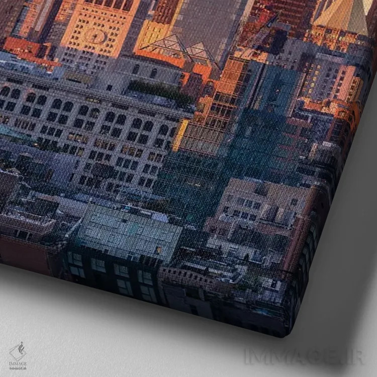 تابلو دکوراتیو New York City, USA,ساختمان امپایر استیت در غروب آفتاب، نیویورک… اثر یان بکه - نمای نزدیک بافت بوم