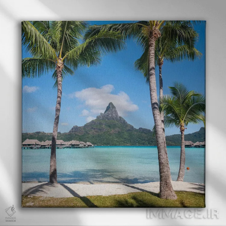 تابلو دکوراتیو French Polynesia,کوه اوتمانو در بورا بورا، پلی نزی فرانسه اثر یان بکه - نمای روبهرو روی دیوار