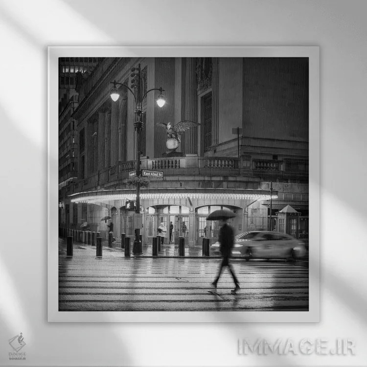 تابلو دکوراتیو Black And White,خیابان های نیویورک اثر یان بکه - نمای قابدار سفید
