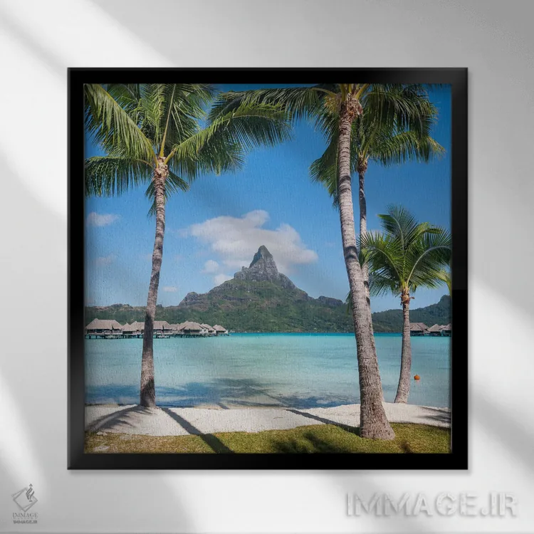 تابلو دکوراتیو French Polynesia,کوه اوتمانو در بورا بورا، پلی نزی فرانسه اثر یان بکه - نمای قابدار مشکی