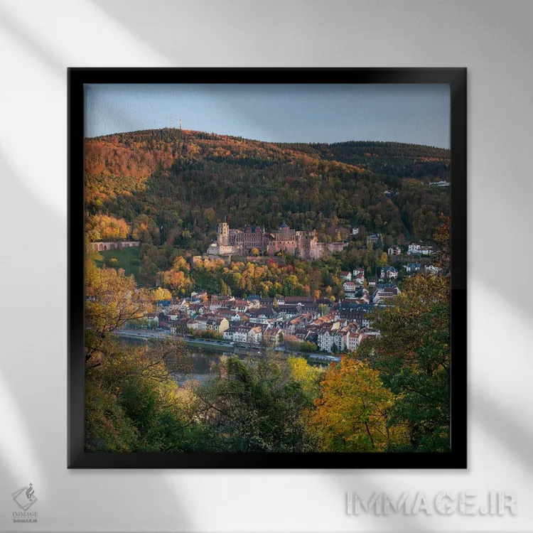 تابلو دکوراتیو Baden-Württemberg, Germany,قلعه هایدلبرگ در فصل پاییز، بادن-وور… اثر یان بکه - نمای قابدار مشکی