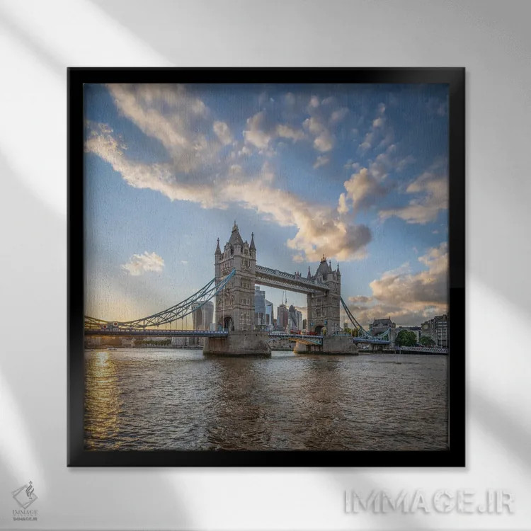 تابلو دکوراتیو United Kingdom,پل تاور بریج لندن، بریتانیا اثر یان بکه - نمای قابدار مشکی