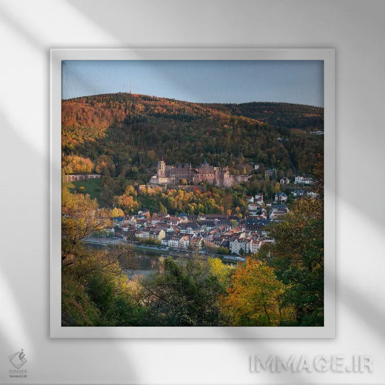 تابلو دکوراتیو Baden-Württemberg, Germany,قلعه هایدلبرگ در فصل پاییز، بادن-وور… اثر یان بکه - نمای قابدار سفید