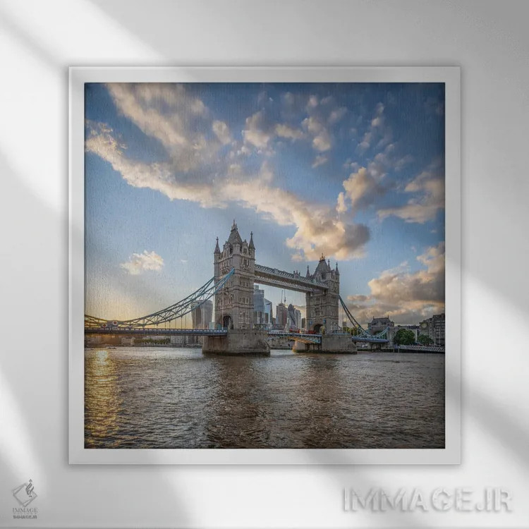تابلو دکوراتیو United Kingdom,پل تاور بریج لندن، بریتانیا اثر یان بکه - نمای قابدار سفید
