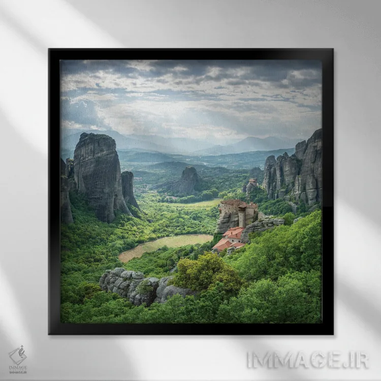 تابلو دکوراتیو Kalabaka, Greece,صومعه متئورا، کالاتاباکا، یونان اثر یان بکه - نمای قابدار مشکی