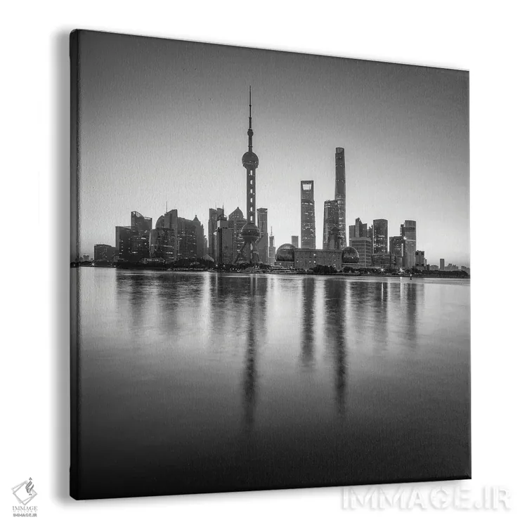 تابلو دکوراتیو Shanghai, China,خط افق پودونگ به صورت سیاه و سفید، شانگهای، چین اثر یان بکه - نمای پرسپکتیو محصول