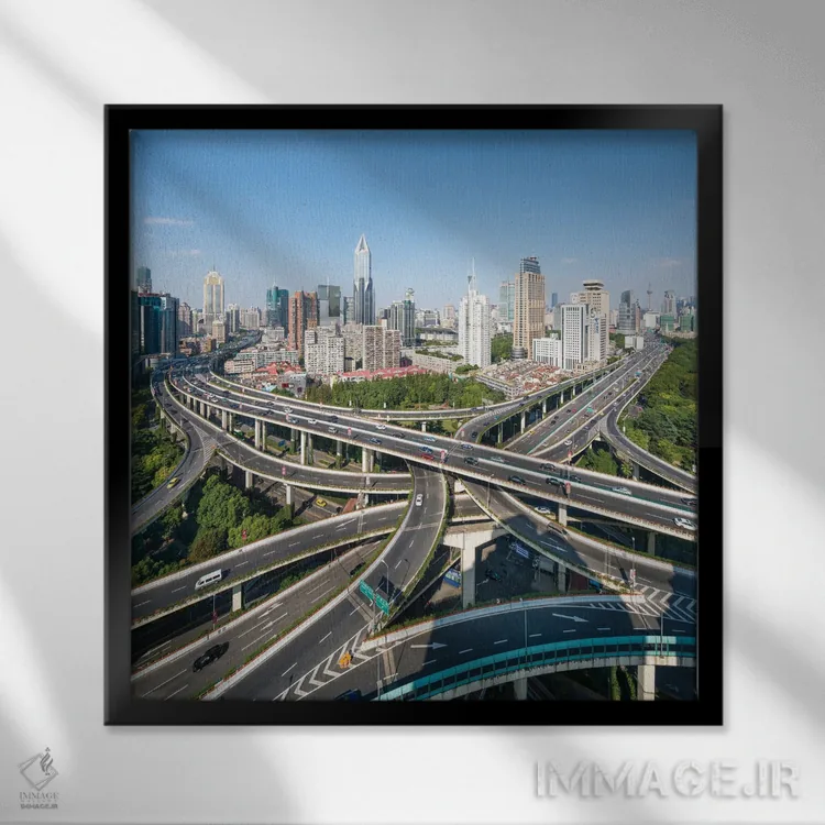 تابلو دکوراتیو Shanghai, China,چهارراه، شانگهای، چین اثر یان بکه - نمای قابدار مشکی