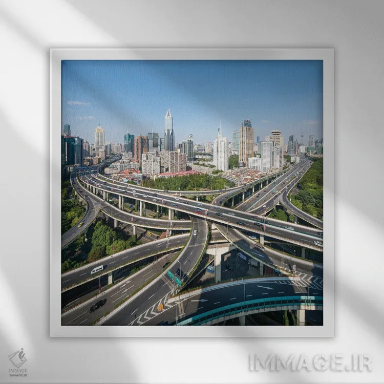 تابلو دکوراتیو Shanghai, China,چهارراه، شانگهای، چین اثر یان بکه - نمای قابدار سفید