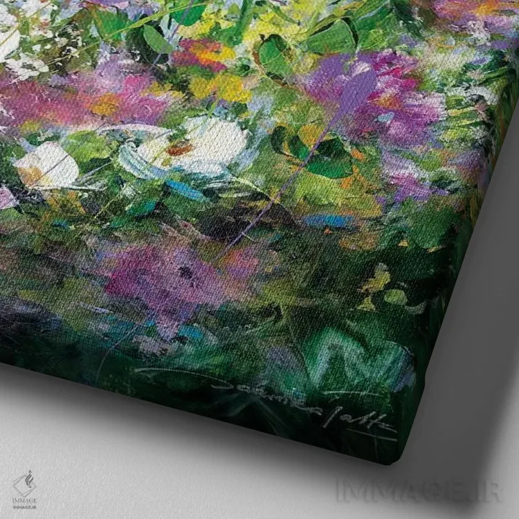 تابلو انتزاعی یک روز عالی اثر ژانیکا تالتس - نمای نزدیک بافت بوم